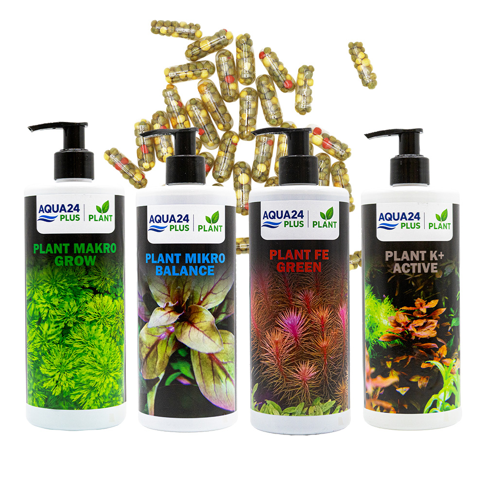 AQUA24 PLUS Zestaw Nawozów Makro Mikro Potas Ferro + Caps 40szt 3x500ml